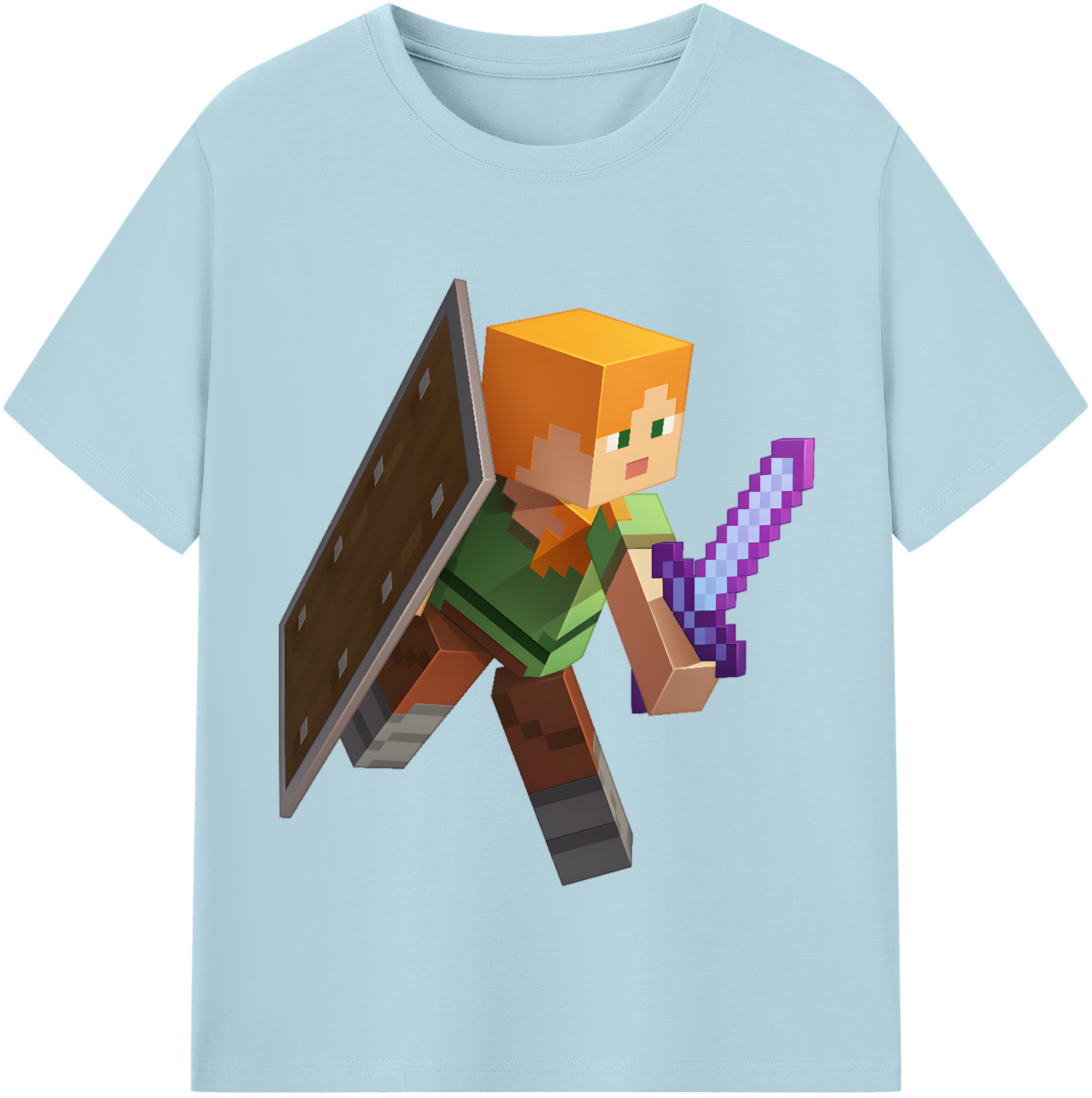 （画像用） マインクラフト ブロックの世界 Minecraft MC Block world 綿100％半袖Tシャツ（フロントプリント）